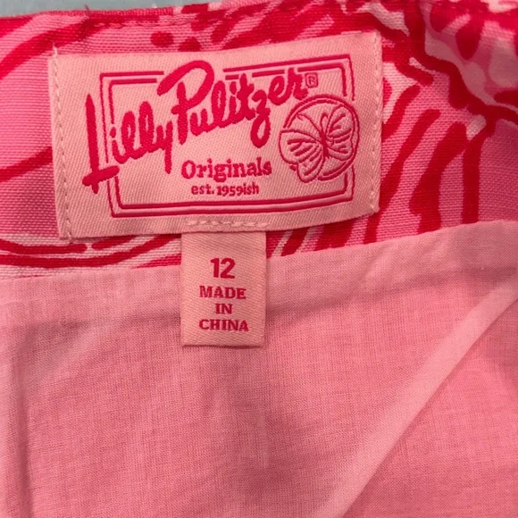 Lilly Pulitzer Pink Floral Mini Skirt with White Lace - Picture 2 of 8
